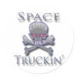 Space Truckin' blu Round Sticker