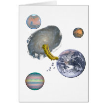 Space Worm Eating Earth Greeting Cards