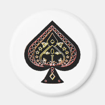 Spades Symbol: Orange & Red: Fridge Magnets