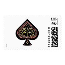 Spades Symbol: Orange & Red: Postage