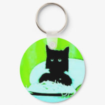 spaghetti cat Keychain by mandiandsalena spaghetti cat Keychain