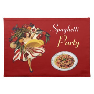 SPAGHETTI PARTY DANCE,ITALIAN KITCHEN AND TOMATOES mojo_placemat