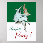 SPAGHETTI PARTY, ITALIAN KITCHEN ,red green white Print