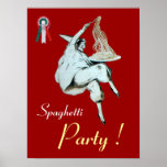 SPAGHETTI PARTY, ITALIAN KITCHEN ,red green white Posters