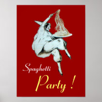 SPAGHETTI PARTY, ITALIAN KITCHEN ,red Poster