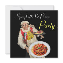 SPAGHETTI & PIZZA PARTY,ITALIAN KITCHEN red black Announcements
