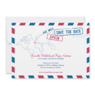 Spain Air Mail Wedding Save The Date invitation
