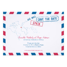 Spain Air Mail Wedding Save The Date Personalized Announcement