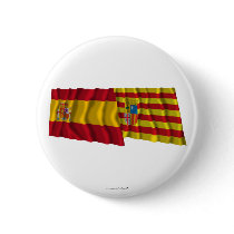 Spain and Aragón waving flags Button