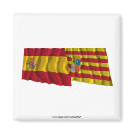 Spain and Aragón waving flags Fridge Magnets