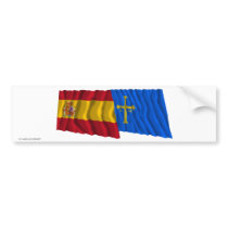 Spain and Asturias waving flags Bumper Sticker