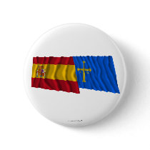 Spain and Asturias waving flags Pinback Button