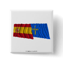 Spain and Asturias waving flags Buttons