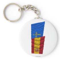 Spain and Asturias waving flags Keychains