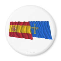 Spain and Asturias waving flags Fridge Magnet