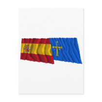 Spain and Asturias waving flags Post Cards