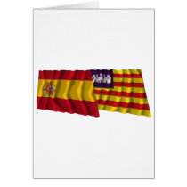 Spain and Balearic Islands waving flags Card