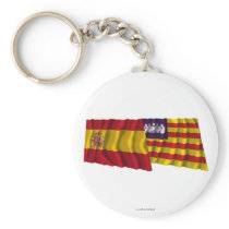 Spain and Balearic Islands waving flags Key Chains
