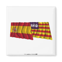 Spain and Balearic Islands waving flags Refrigerator Magnets