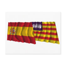 Spain and Balearic Islands waving flags Postcard