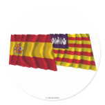 Spain and Balearic Islands waving flags Stickers