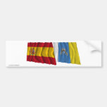 Spain and Canary Islands Waving Flags Bumper Stickers