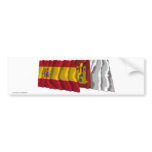 Spain and Castilla-La Mancha waving flags Bumper Stickers