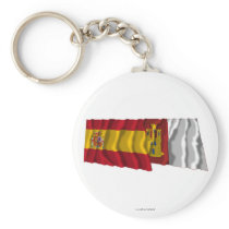 Spain and Castilla-La Mancha waving flags Key Chains
