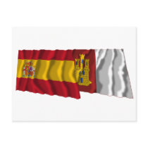 Spain and Castilla-La Mancha waving flags Post Card