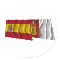 Spain and Castilla-La Mancha waving flags Round Sticker