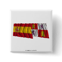 Spain and Castilla y León waving flags Pins