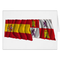 Spain and Castilla y León waving flags Greeting Cards