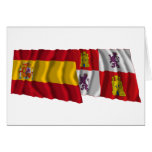 Spain and Castilla y León waving flags cards