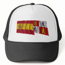Spain and Castilla y León waving flags Mesh Hat