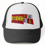 Spain and Castilla y León waving flags hats