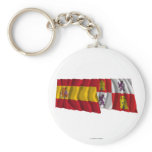 Spain and Castilla y León waving flags Keychains
