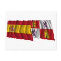 Spain and Castilla y León waving flags Postcard