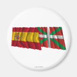 Spain and País Vasco (Euskadi Basque) waving flags Refrigerator Magnets