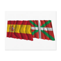 Spain and País Vasco (Euskadi Basque) waving flags Post Card