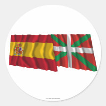 Spain and País Vasco (Euskadi Basque) waving flags Sticker