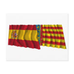 Spain and Valencia waving flags Post Cards