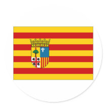 Spain Aragon Flag Round Stickers