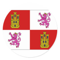 Spain Castilla Leon Flag Round Stickers