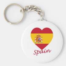Spain Flag Heart Key Chains