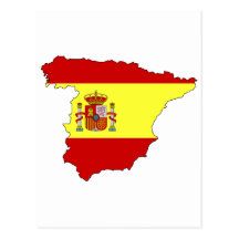Spain flag map post card