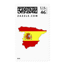 Spain flag map postage