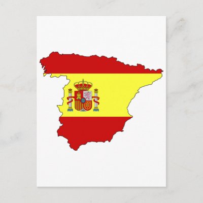 Spain flag map post card $