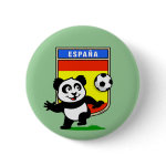 This adorable little panda is too cute! He's featured in front of a large flag from Spain and ready to play football and score some goals. This cute design is perfect for football players and soccer fans.