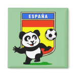 This adorable little panda is too cute! He's featured in front of a large flag from Spain and ready to play football and score some goals. This cute design is perfect for football players and soccer fans.
