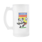 This adorable little panda is too cute! He's featured in front of a large flag from Spain and ready to play football and score some goals. This cute design is perfect for football players and soccer fans.